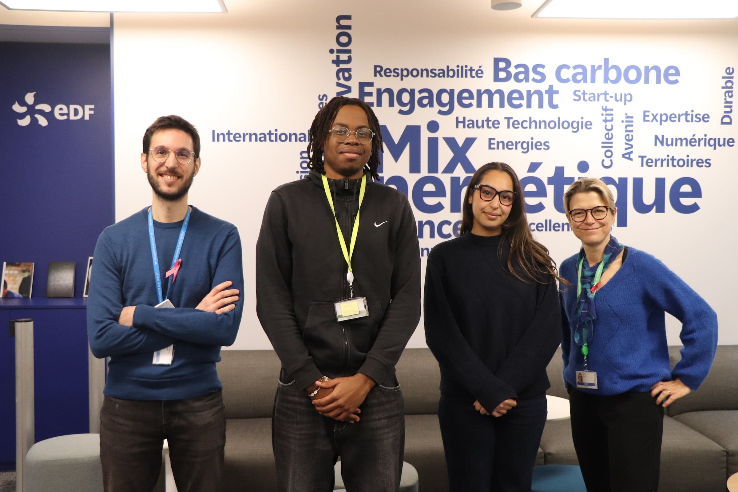 Chahinase et Ingrid, Louis-Karim et Damien : binômes étudiants et mentors EDF × Propulseo.